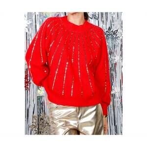 NEW STYLE USA sequin detail sweater in red